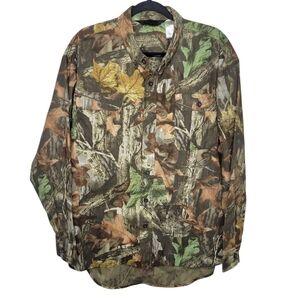 Vintage 90s Liberty Camo Camouflage Hunting Advantage Timber Button Down Shirt